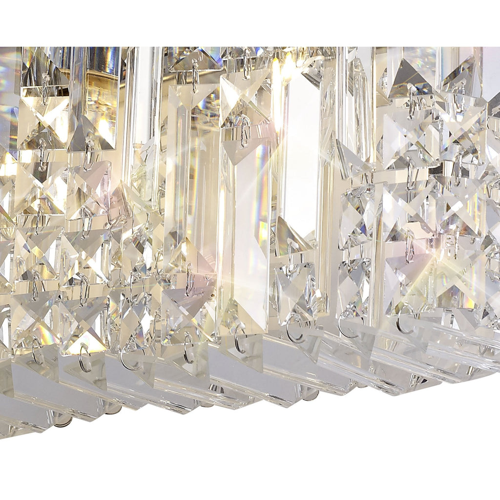 NL78129 Zian 50x24cm Rectangular Large Wall Lamp 3 Light Polished Chrome/Crystal