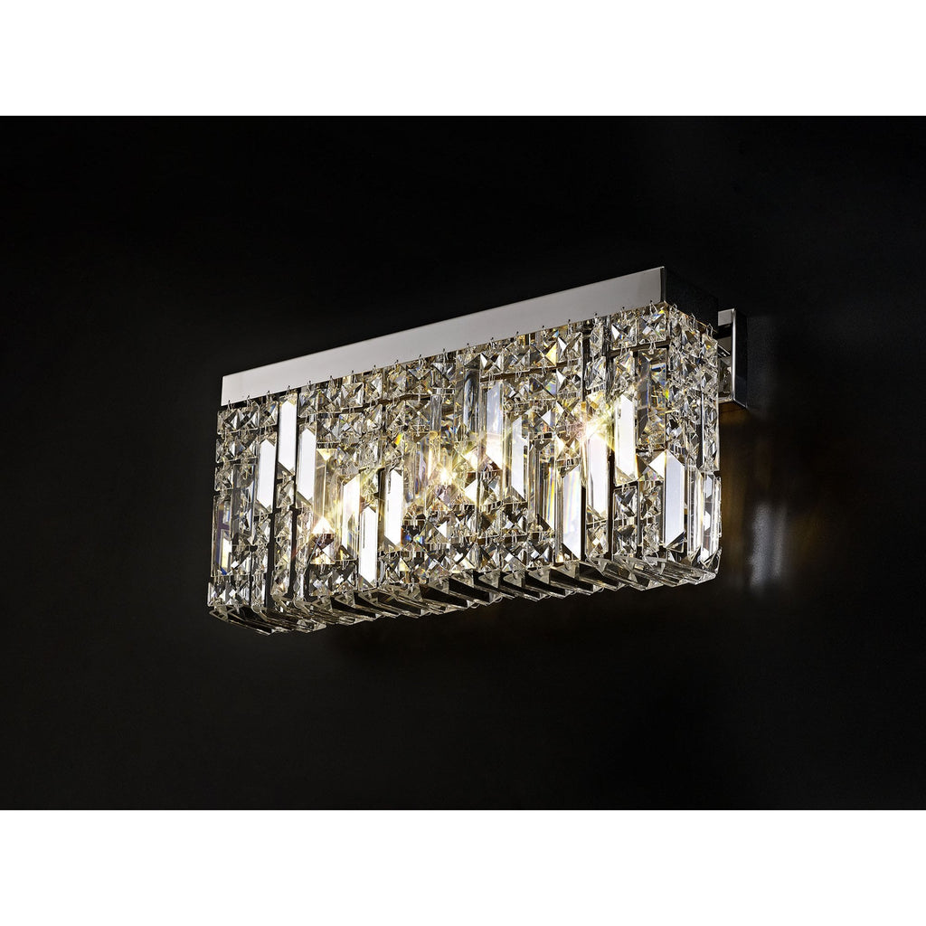 NL78129 Zian 50x24cm Rectangular Large Wall Lamp 3 Light Polished Chrome/Crystal