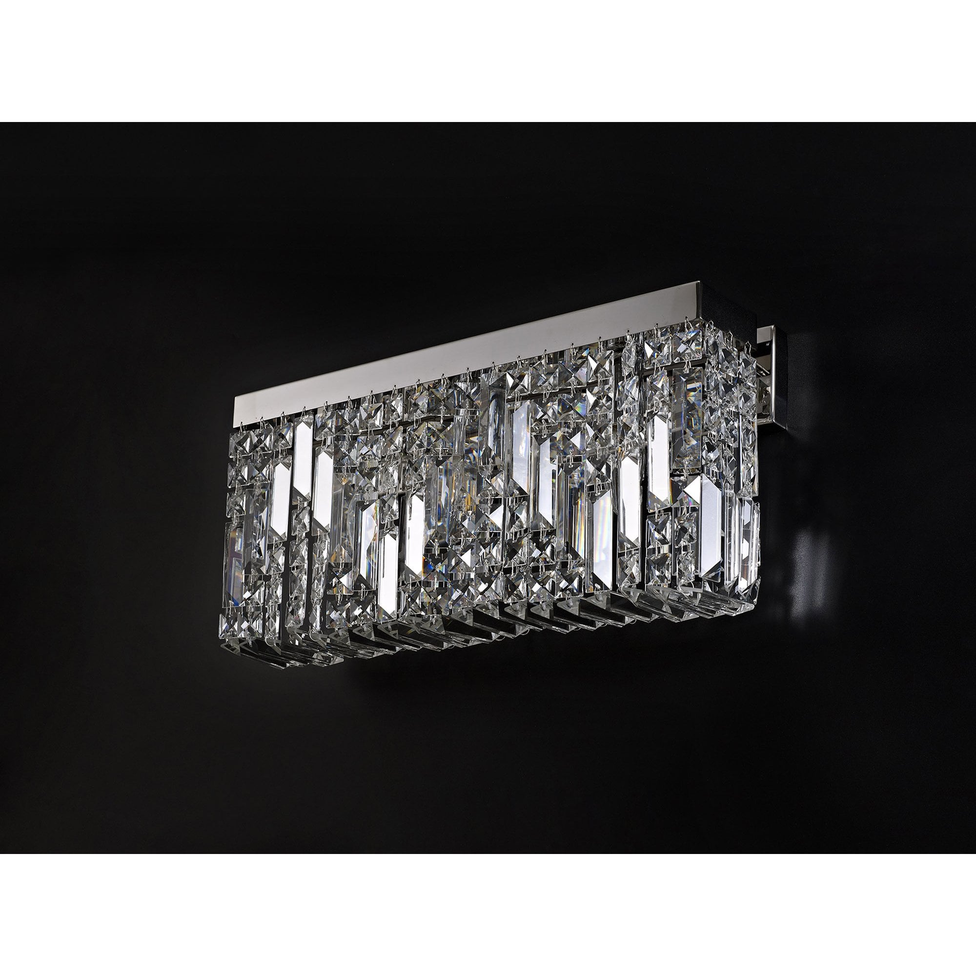 NL78129 Zian 50x24cm Rectangular Large Wall Lamp 3 Light Polished Chrome/Crystal