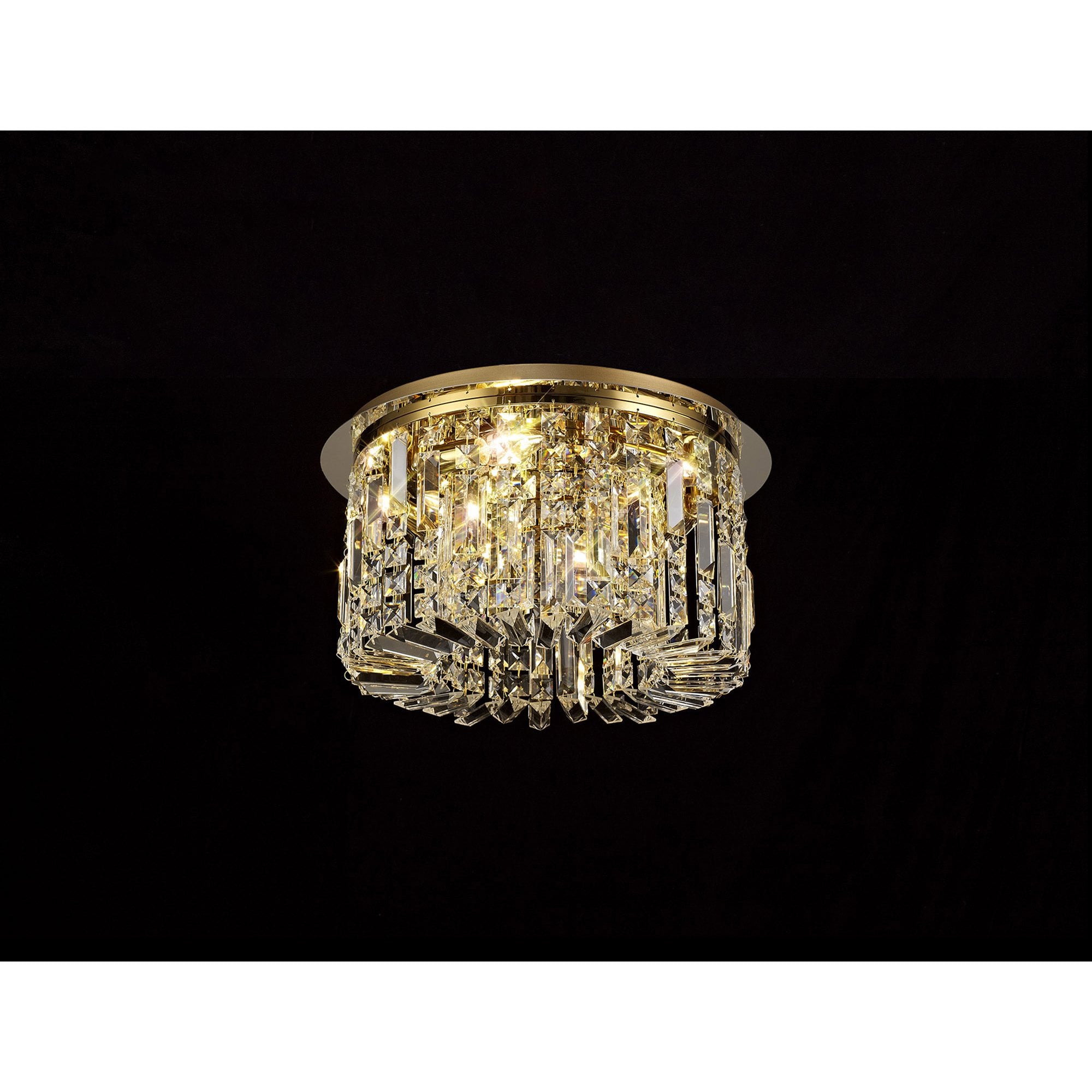 NL78139 Zian 45cm Round Flush Chandelier 5 Light Gold/Crystal