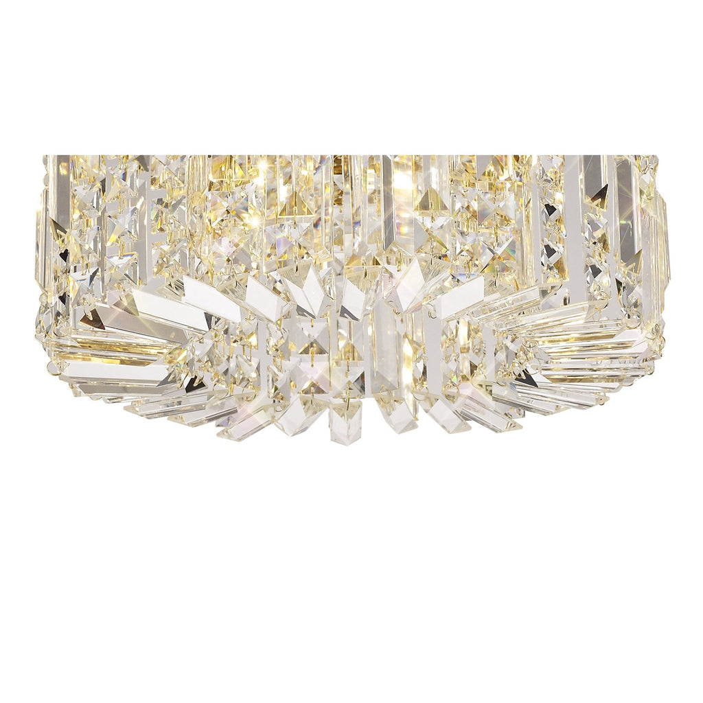 NL78139 Zian 45cm Round Flush Chandelier 5 Light Gold/Crystal