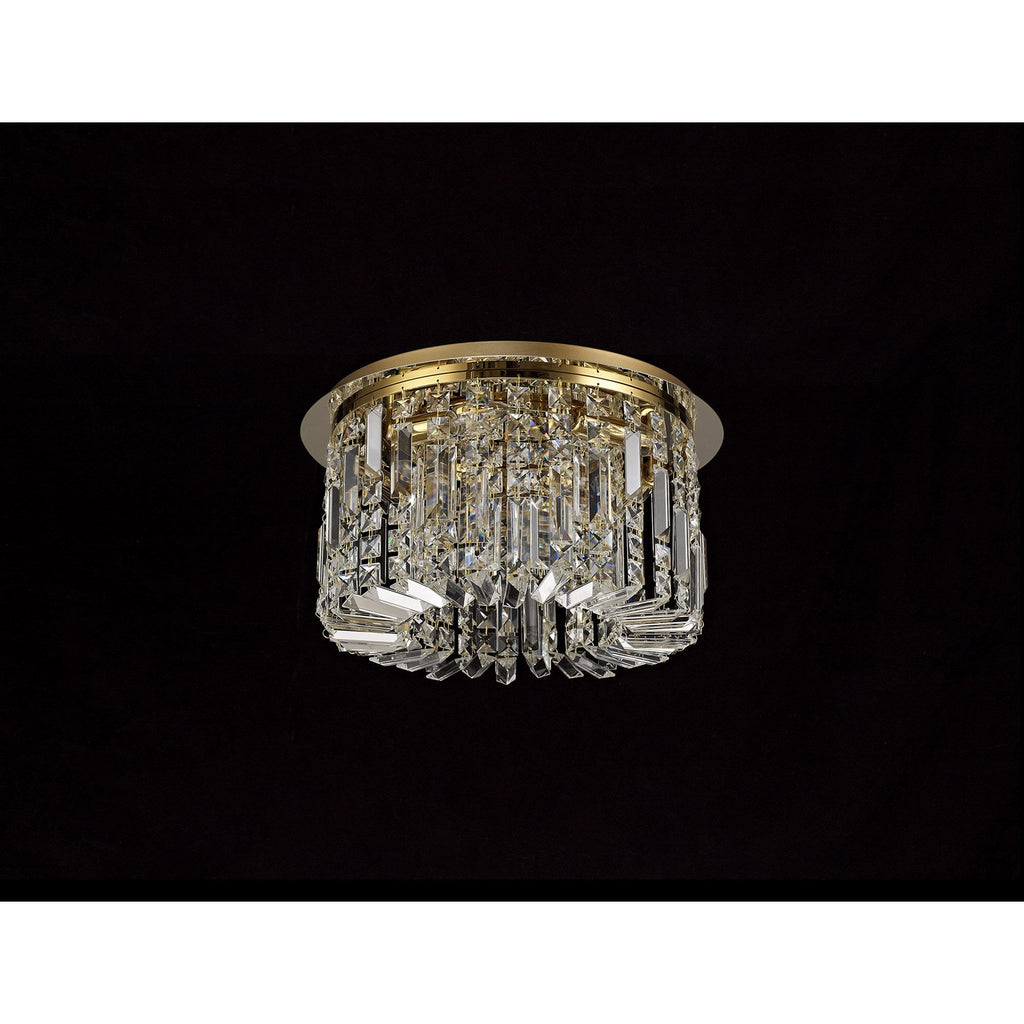 NL78139 Zian 45cm Round Flush Chandelier 5 Light Gold/Crystal