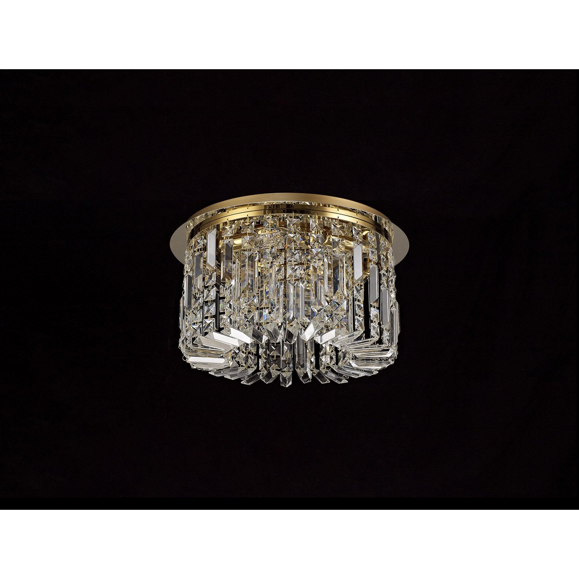 NL78139 Zian 45cm Round Flush Chandelier 5 Light Gold/Crystal