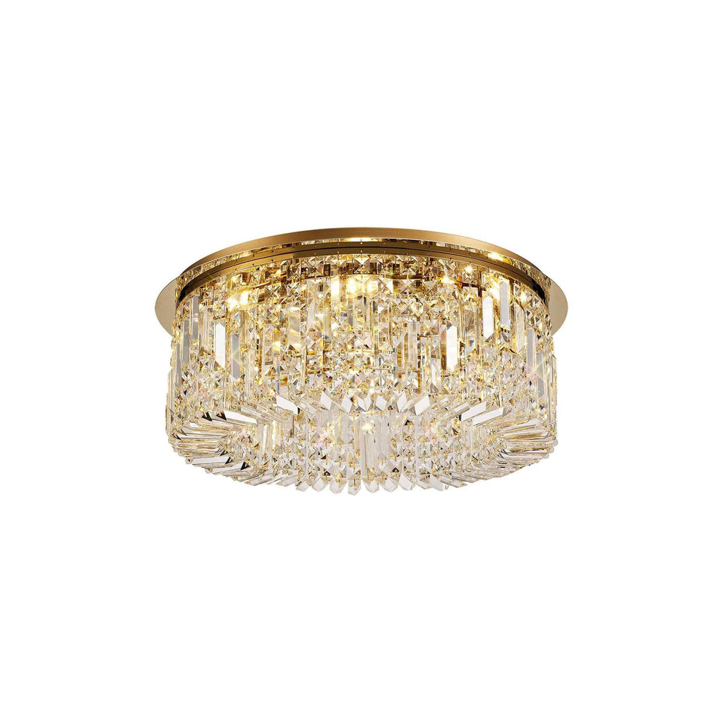 NL78149 Zian 65cm Round Flush Chandelier 8 Light Gold/Crystal