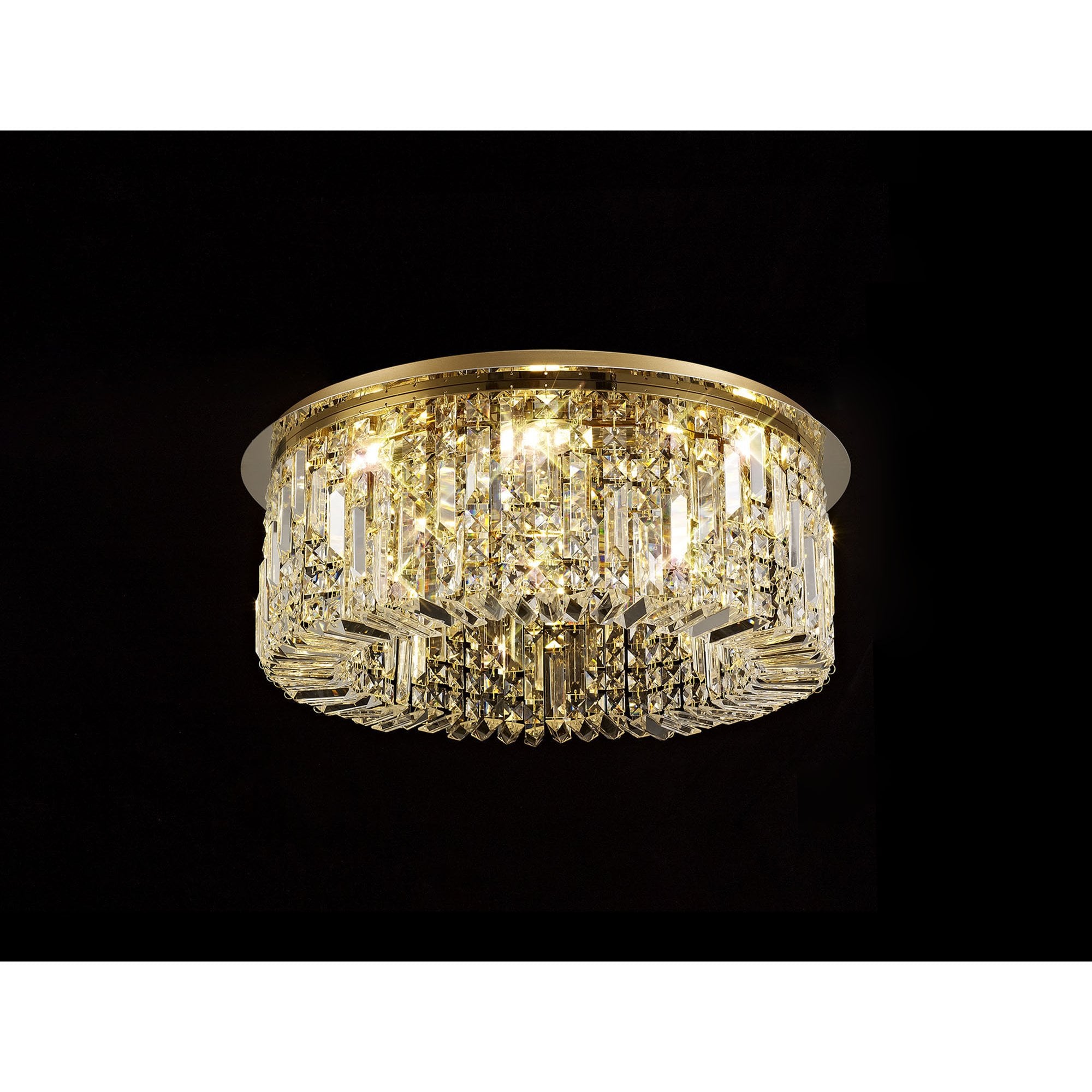 NL78149 Zian 65cm Round Flush Chandelier 8 Light Gold/Crystal