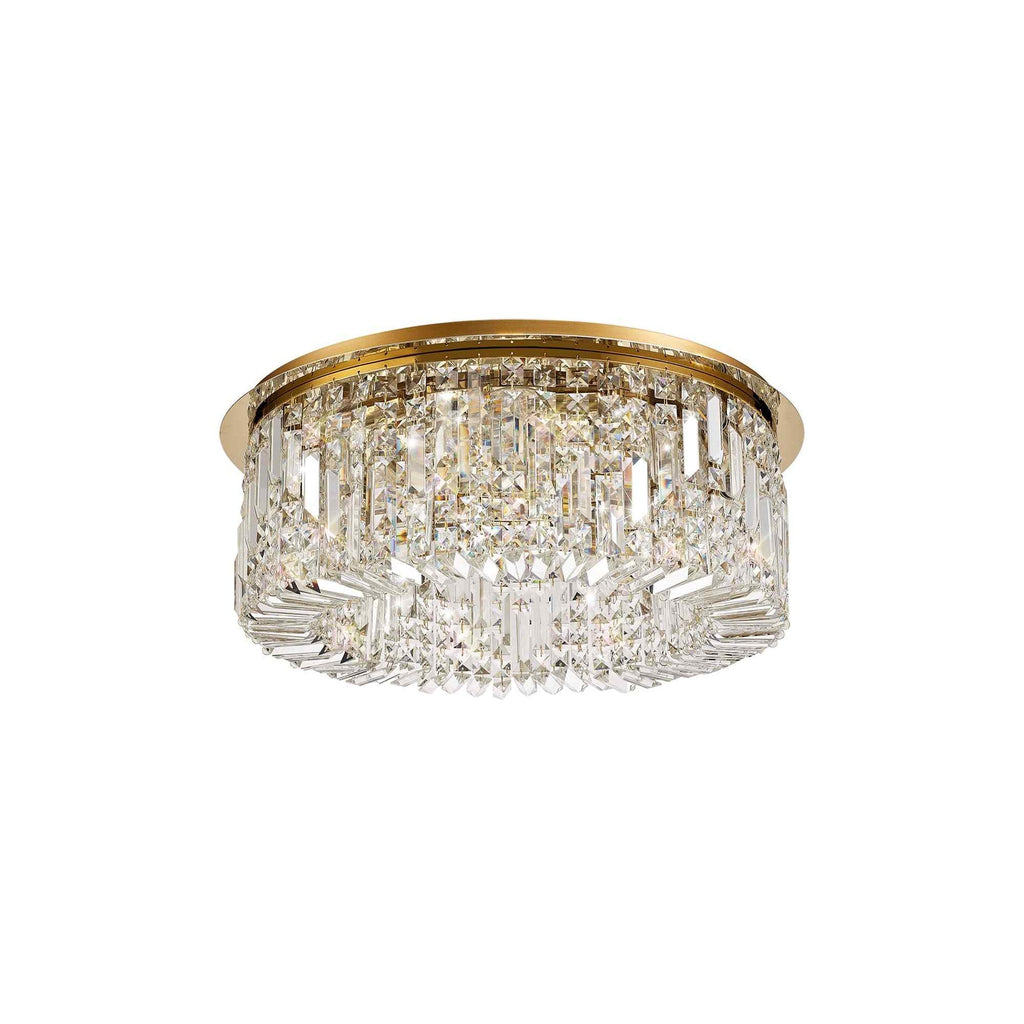 NL78149 Zian 65cm Round Flush Chandelier 8 Light Gold/Crystal