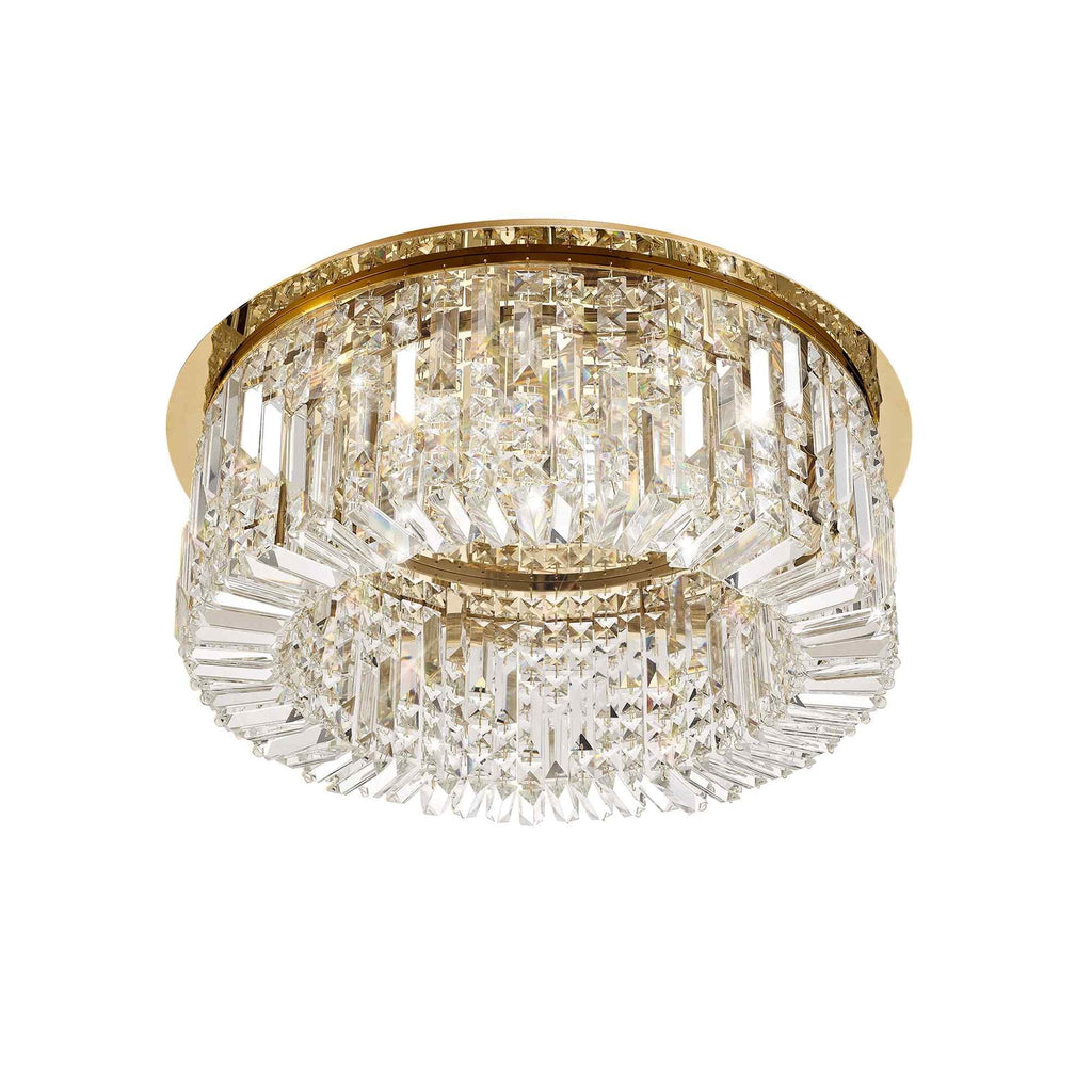 NL78149 Zian 65cm Round Flush Chandelier 8 Light Gold/Crystal