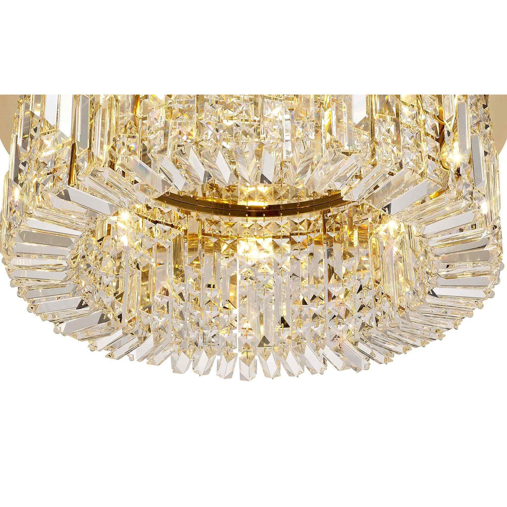 NL78149 Zian 65cm Round Flush Chandelier 8 Light Gold/Crystal