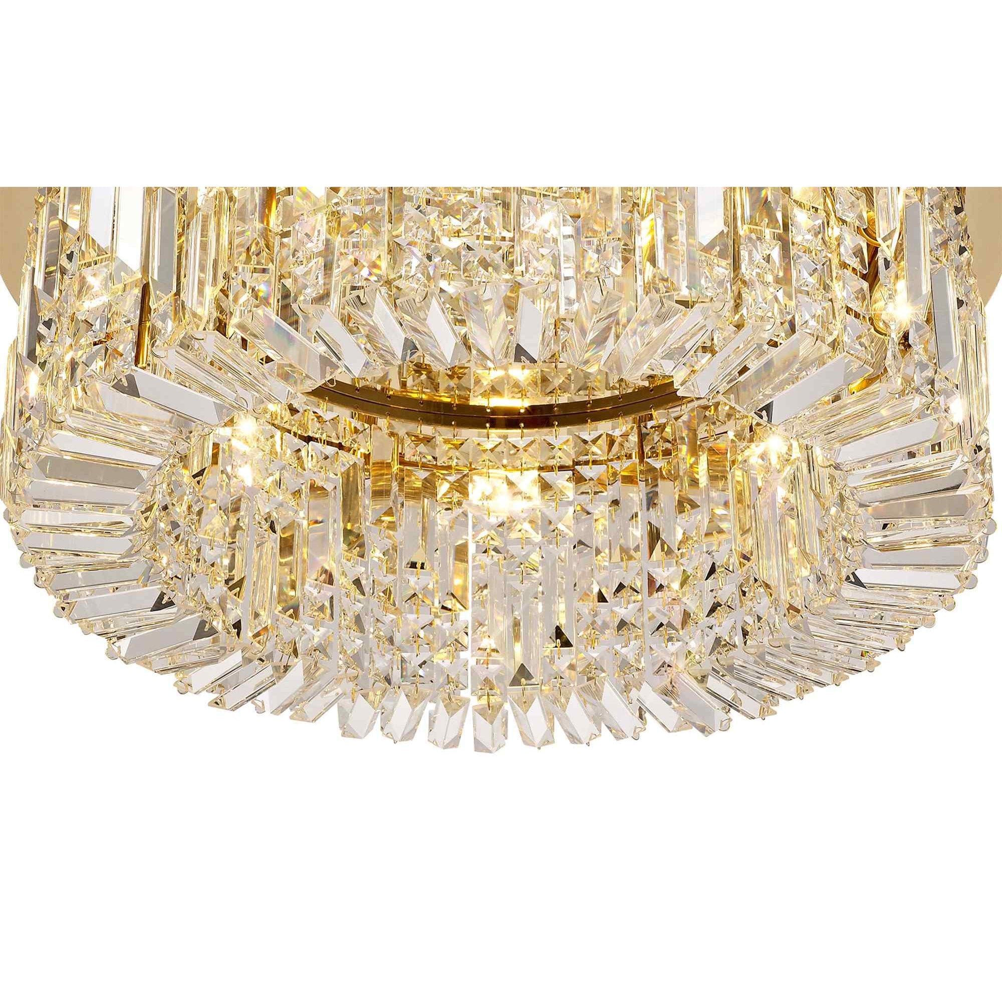NL78149 Zian 65cm Round Flush Chandelier 8 Light Gold/Crystal