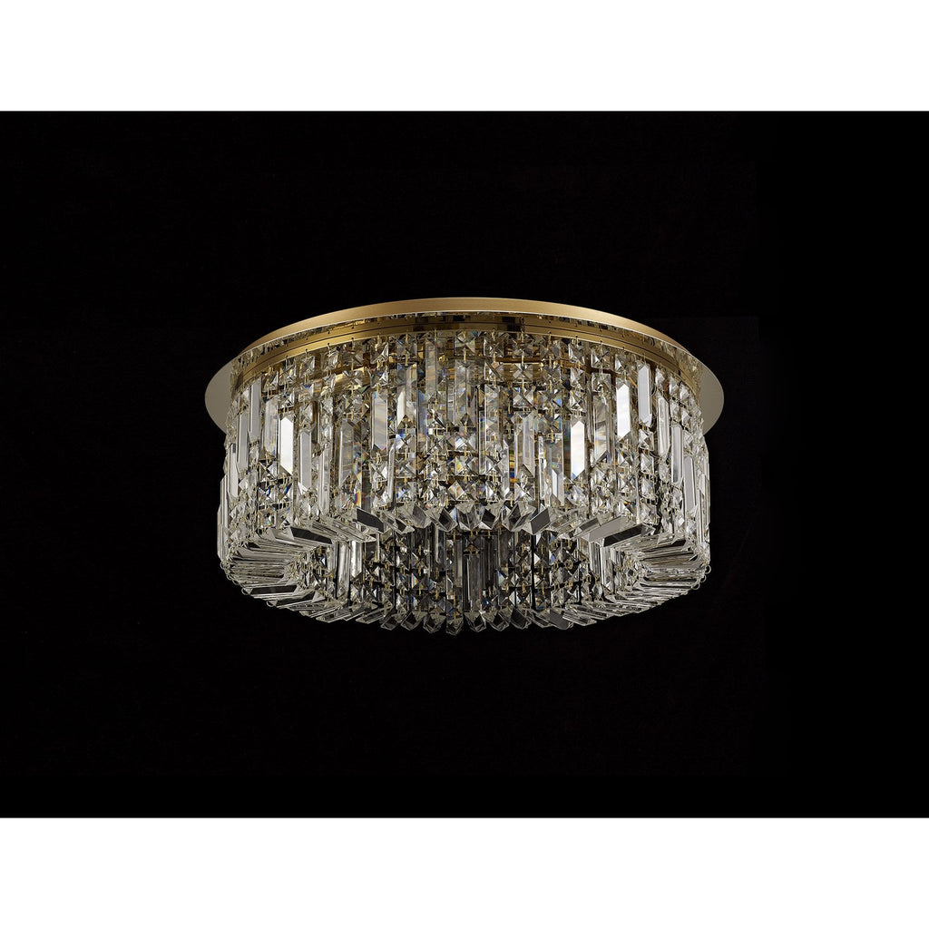 NL78149 Zian 65cm Round Flush Chandelier 8 Light Gold/Crystal