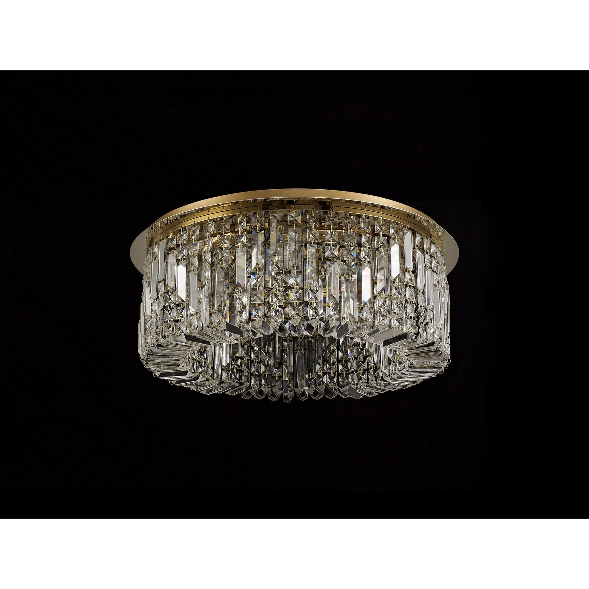 NL78149 Zian 65cm Round Flush Chandelier 8 Light Gold/Crystal