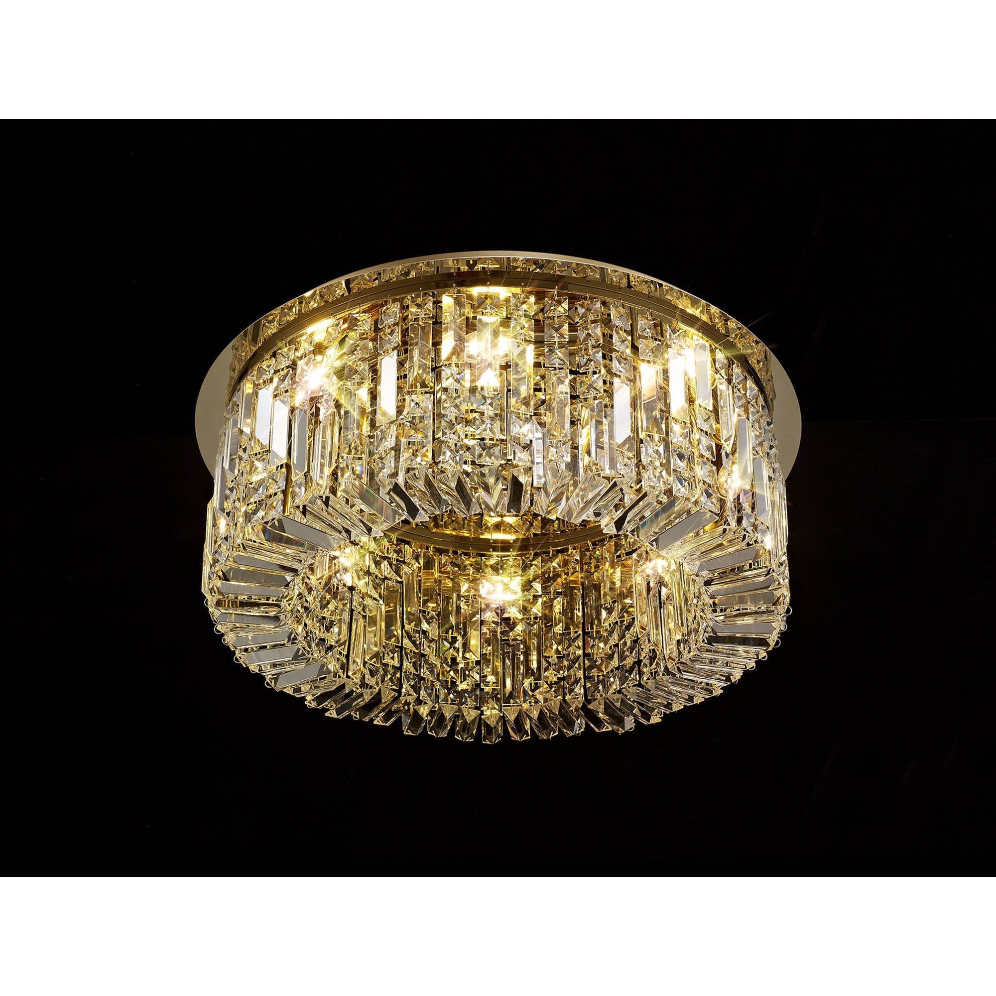 NL78149 Zian 65cm Round Flush Chandelier 8 Light Gold/Crystal
