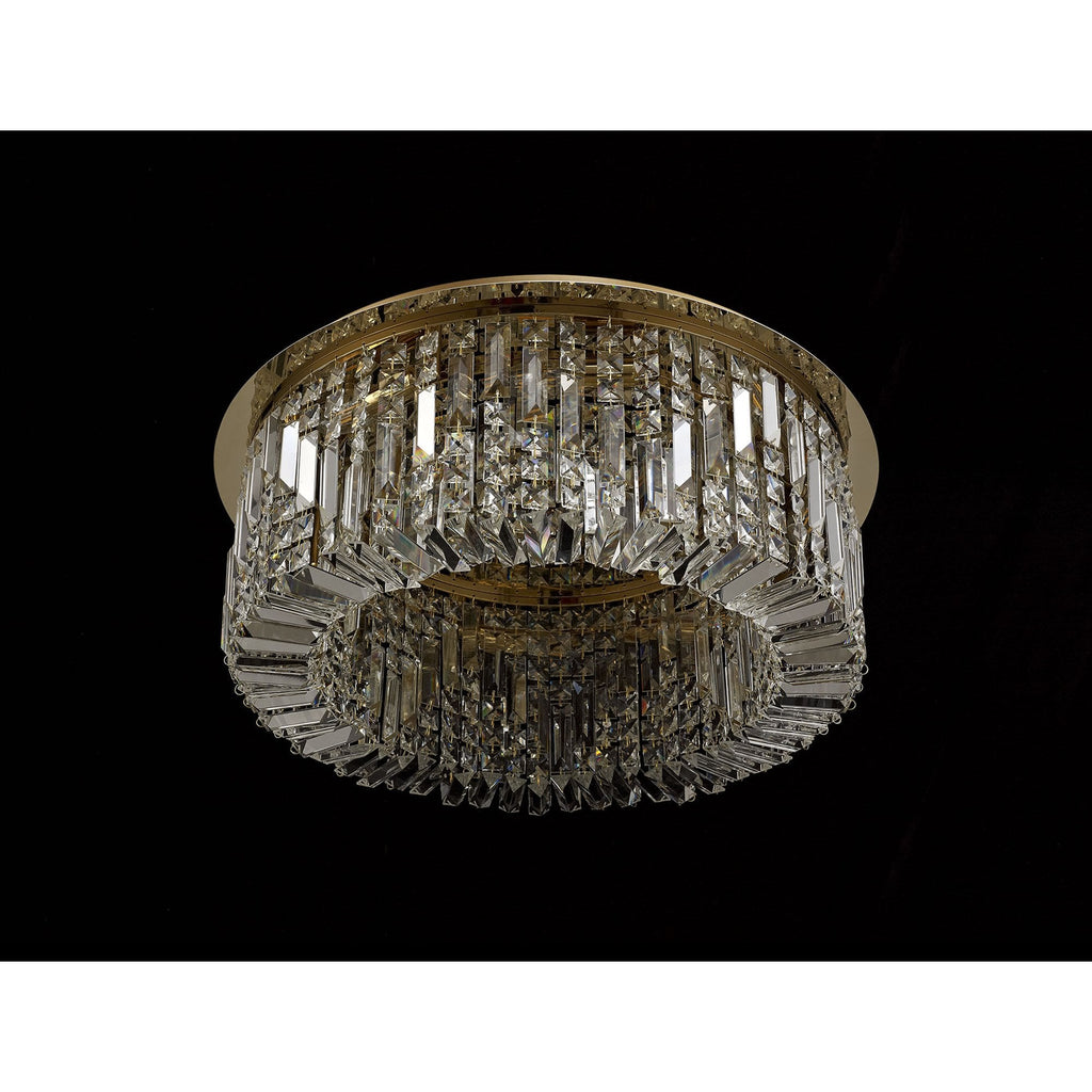 NL78149 Zian 65cm Round Flush Chandelier 8 Light Gold/Crystal