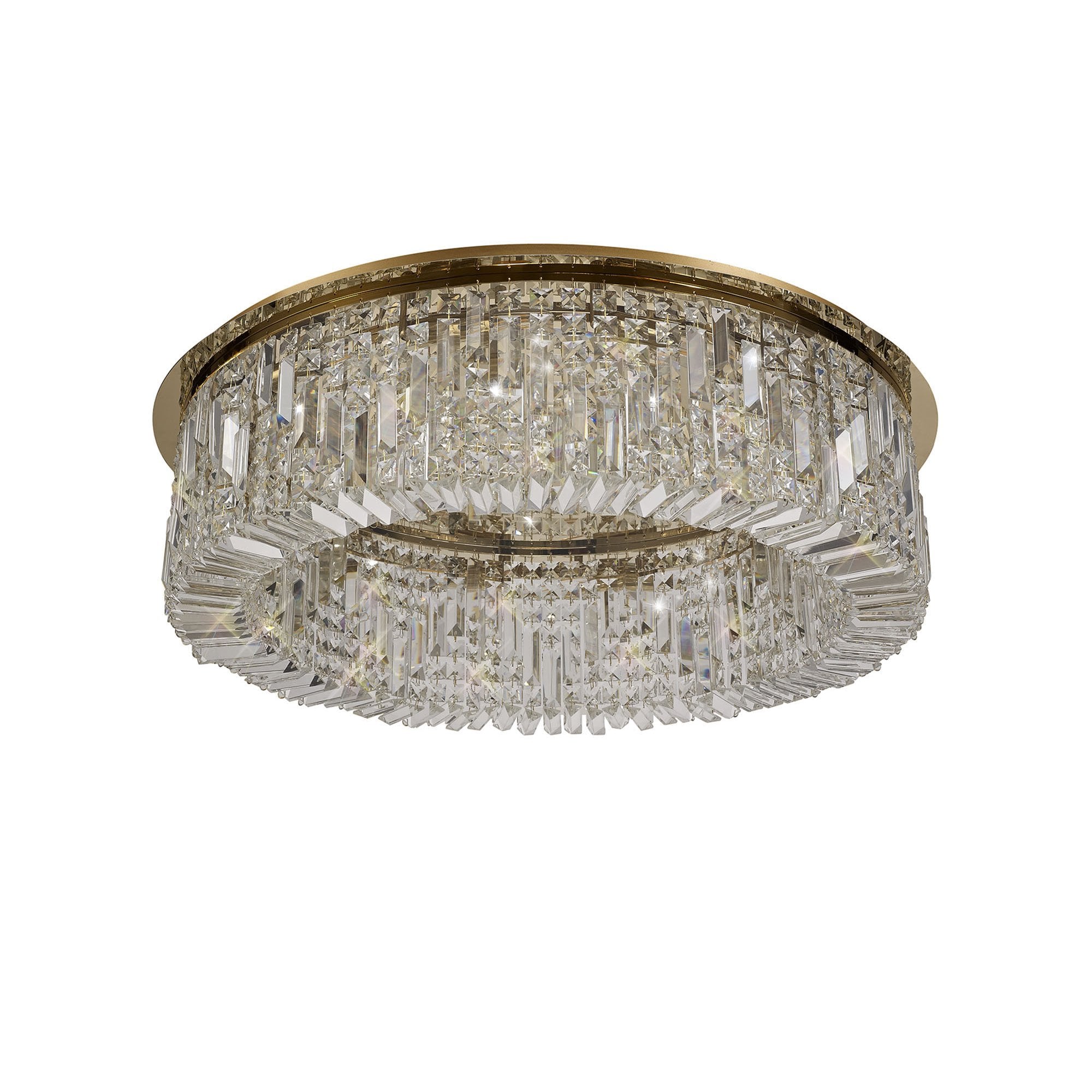 NL78159 Zian 80cm Round Flush Chandelier 12 Light Gold/Crystal