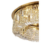 NL78159 Zian 80cm Round Flush Chandelier 12 Light Gold/Crystal