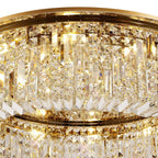 NL78159 Zian 80cm Round Flush Chandelier 12 Light Gold/Crystal