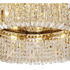 NL78159 Zian 80cm Round Flush Chandelier 12 Light Gold/Crystal
