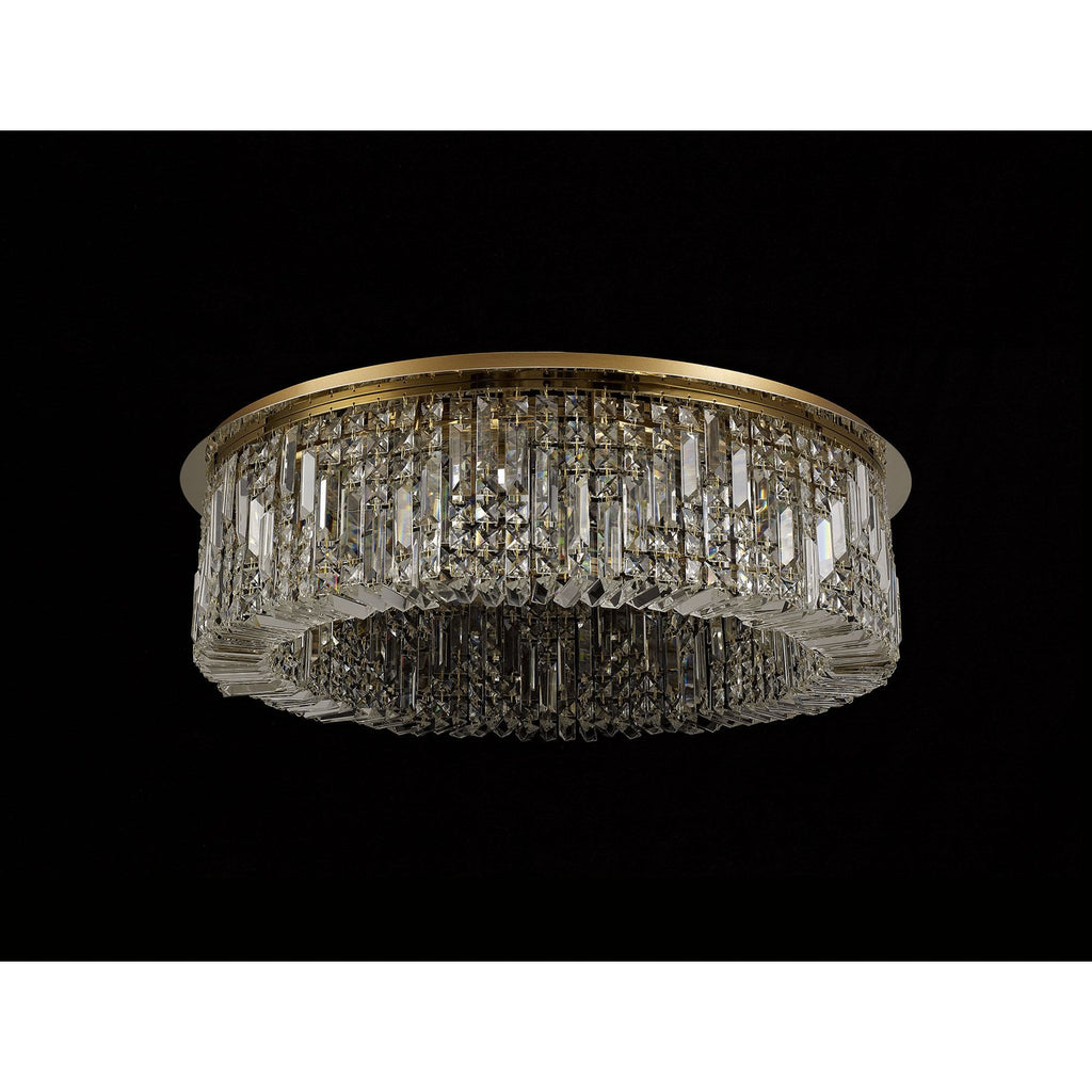 NL78159 Zian 80cm Round Flush Chandelier 12 Light Gold/Crystal