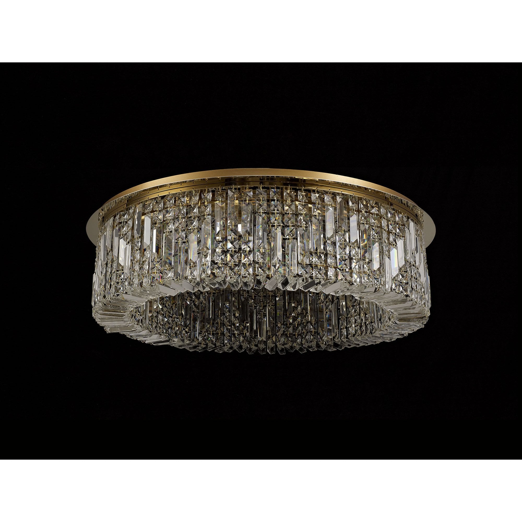 NL78159 Zian 80cm Round Flush Chandelier 12 Light Gold/Crystal