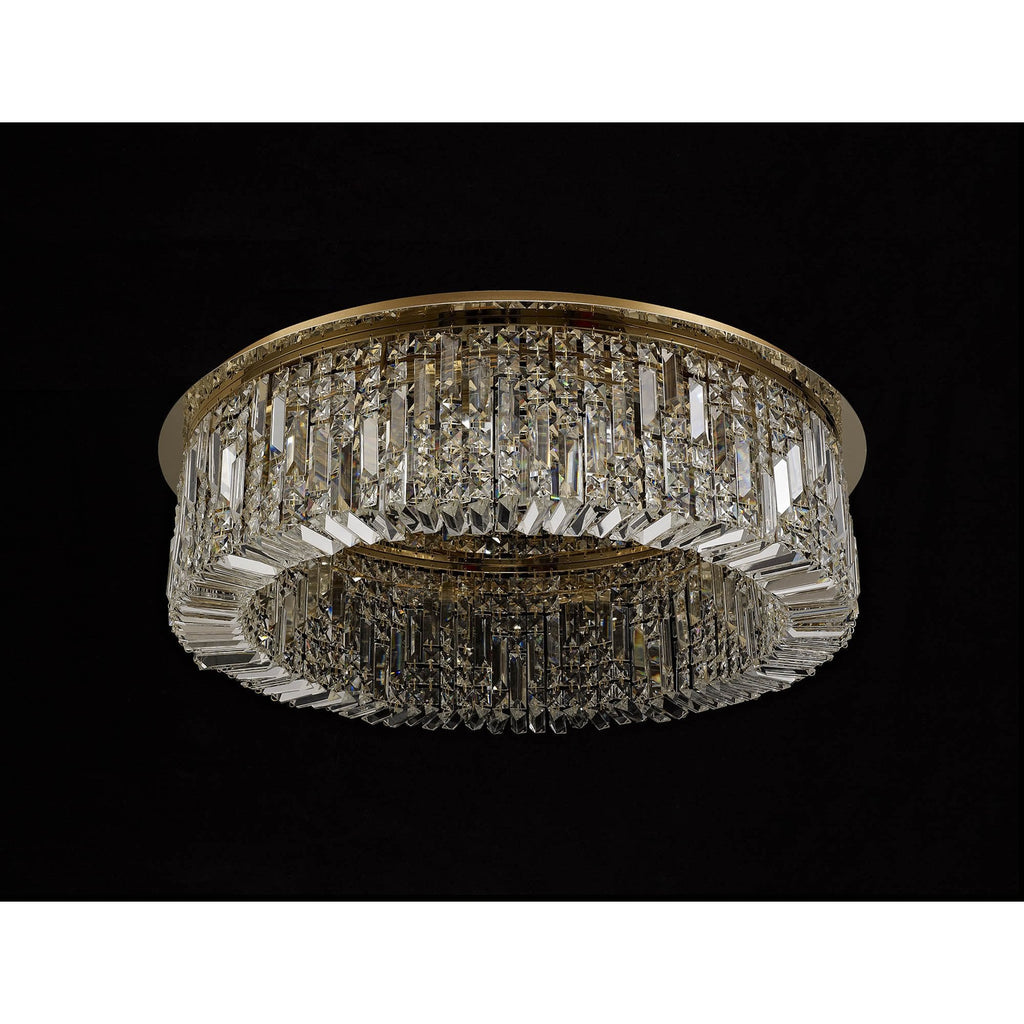 NL78159 Zian 80cm Round Flush Chandelier 12 Light Gold/Crystal