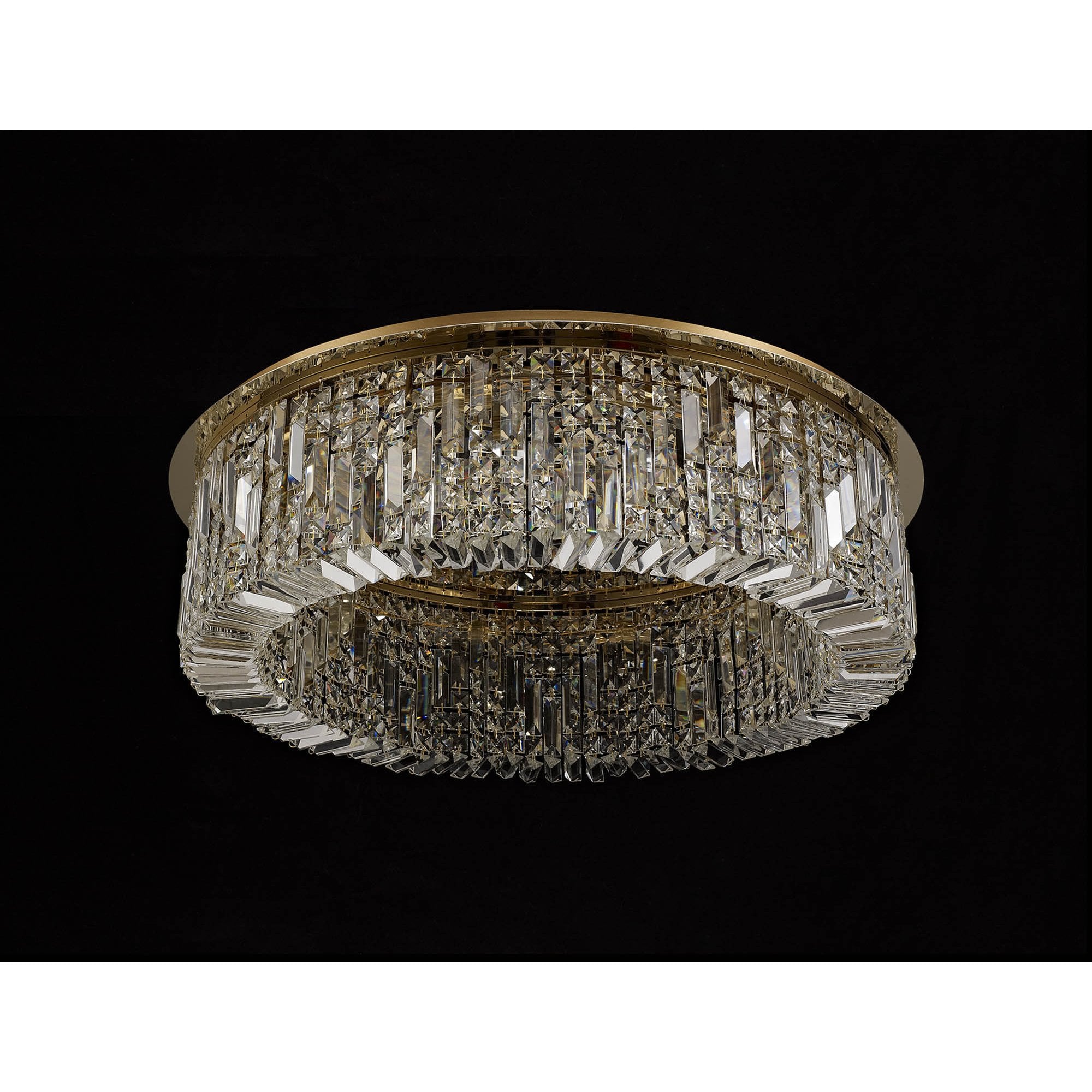 NL78159 Zian 80cm Round Flush Chandelier 12 Light Gold/Crystal