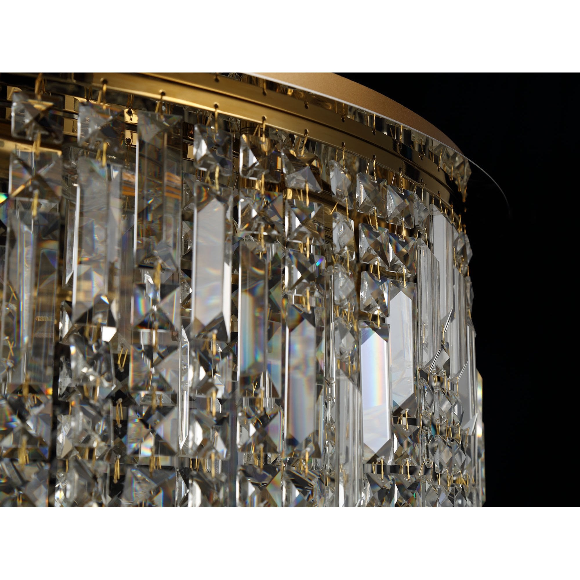NL78159 Zian 80cm Round Flush Chandelier 12 Light Gold/Crystal