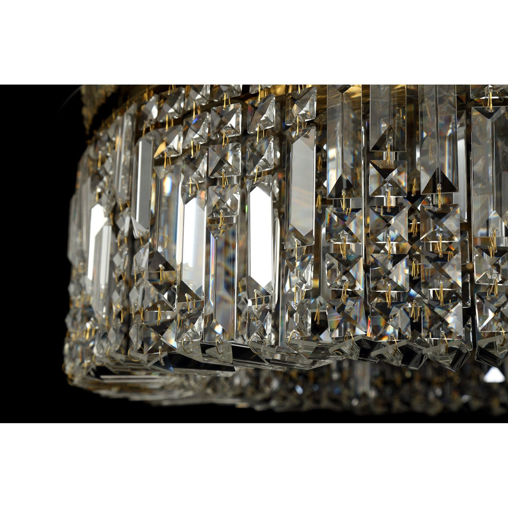 NL78159 Zian 80cm Round Flush Chandelier 12 Light Gold/Crystal