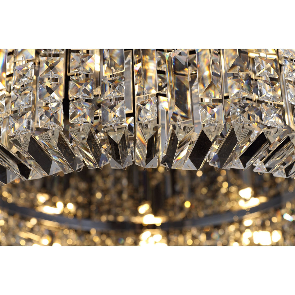 NL78159 Zian 80cm Round Flush Chandelier 12 Light Gold/Crystal