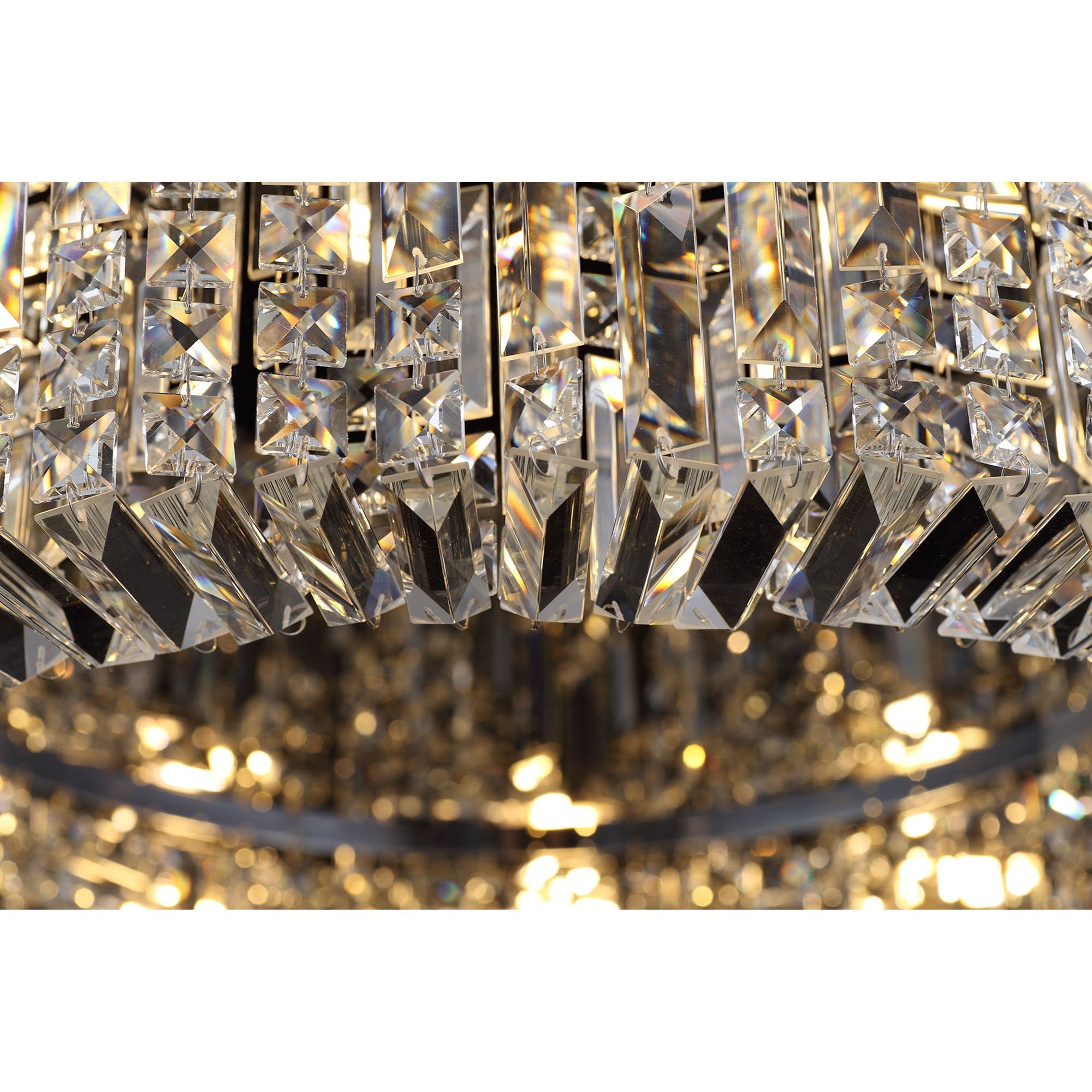 NL78159 Zian 80cm Round Flush Chandelier 12 Light Gold/Crystal