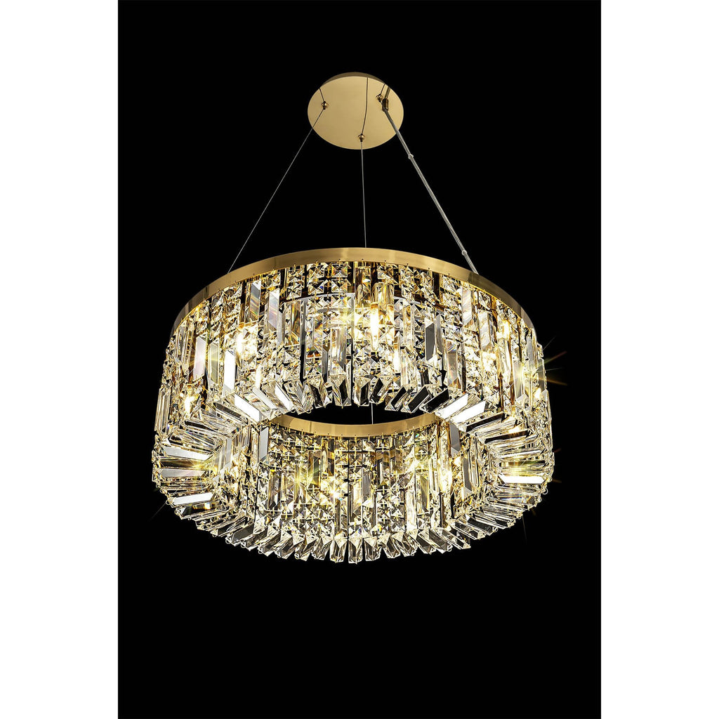 NL78169 Zian 60cm Round Pendant Chandelier 8 Light Gold/Crystal