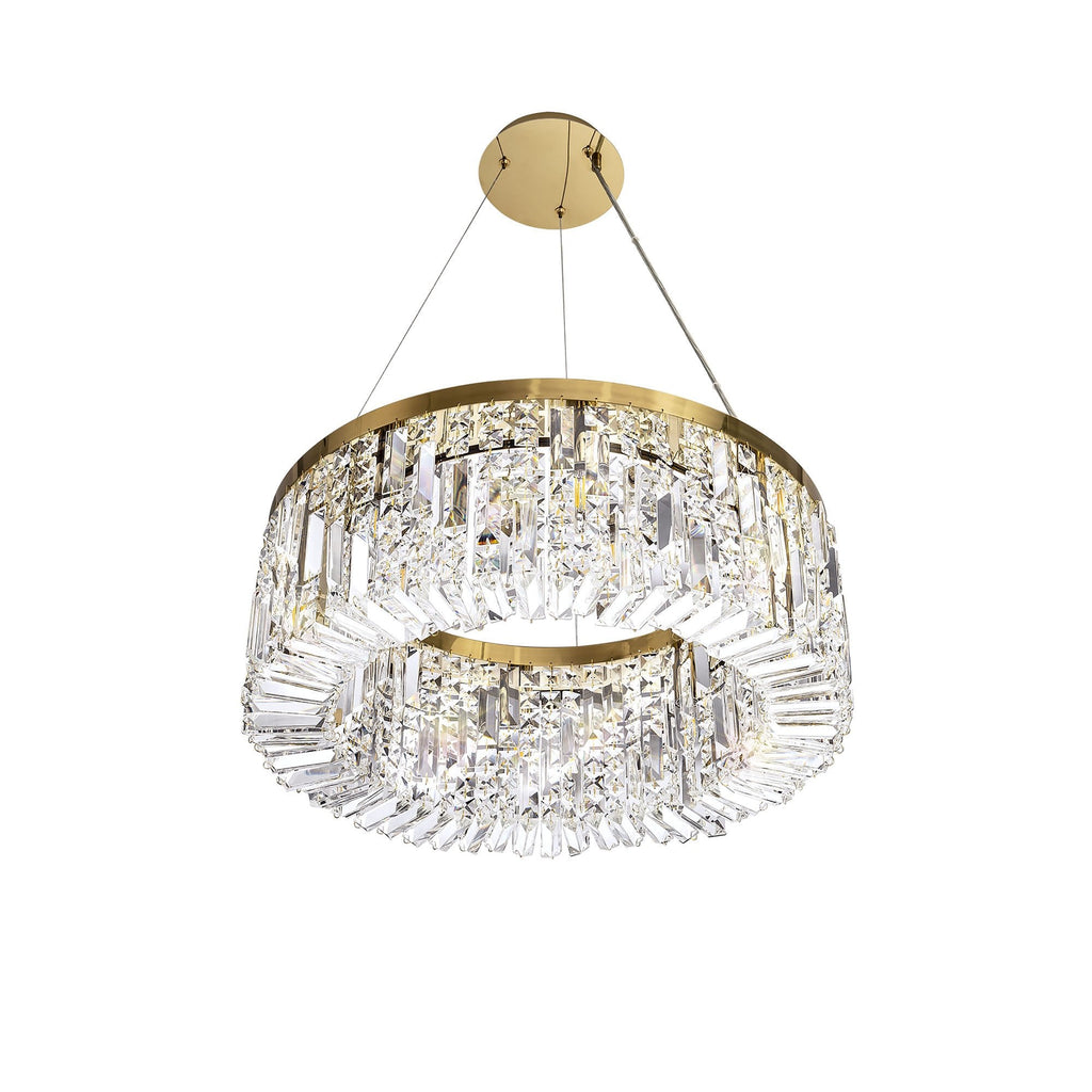 NL78169 Zian 60cm Round Pendant Chandelier 8 Light Gold/Crystal