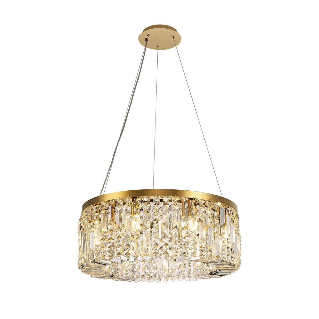 NL78169 Zian 60cm Round Pendant Chandelier 8 Light Gold/Crystal