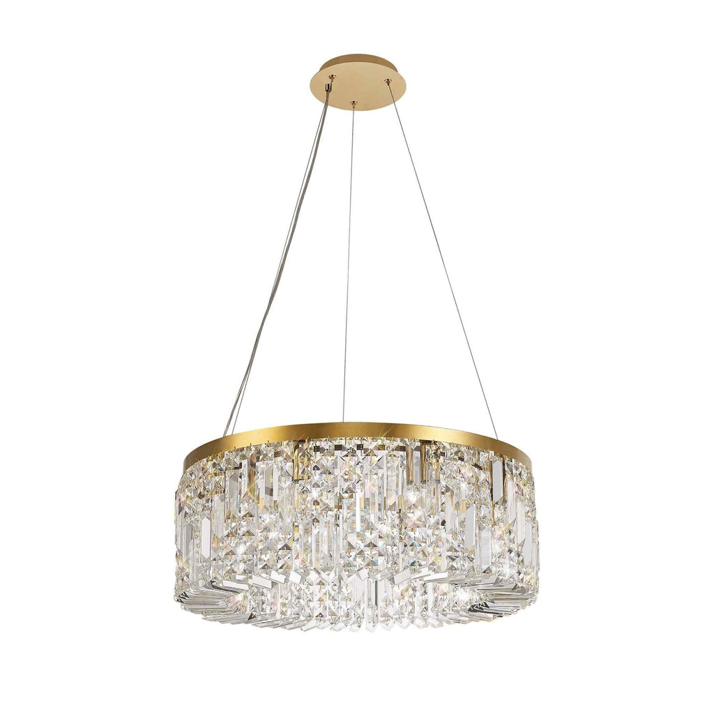 NL78169 Zian 60cm Round Pendant Chandelier 8 Light Gold/Crystal