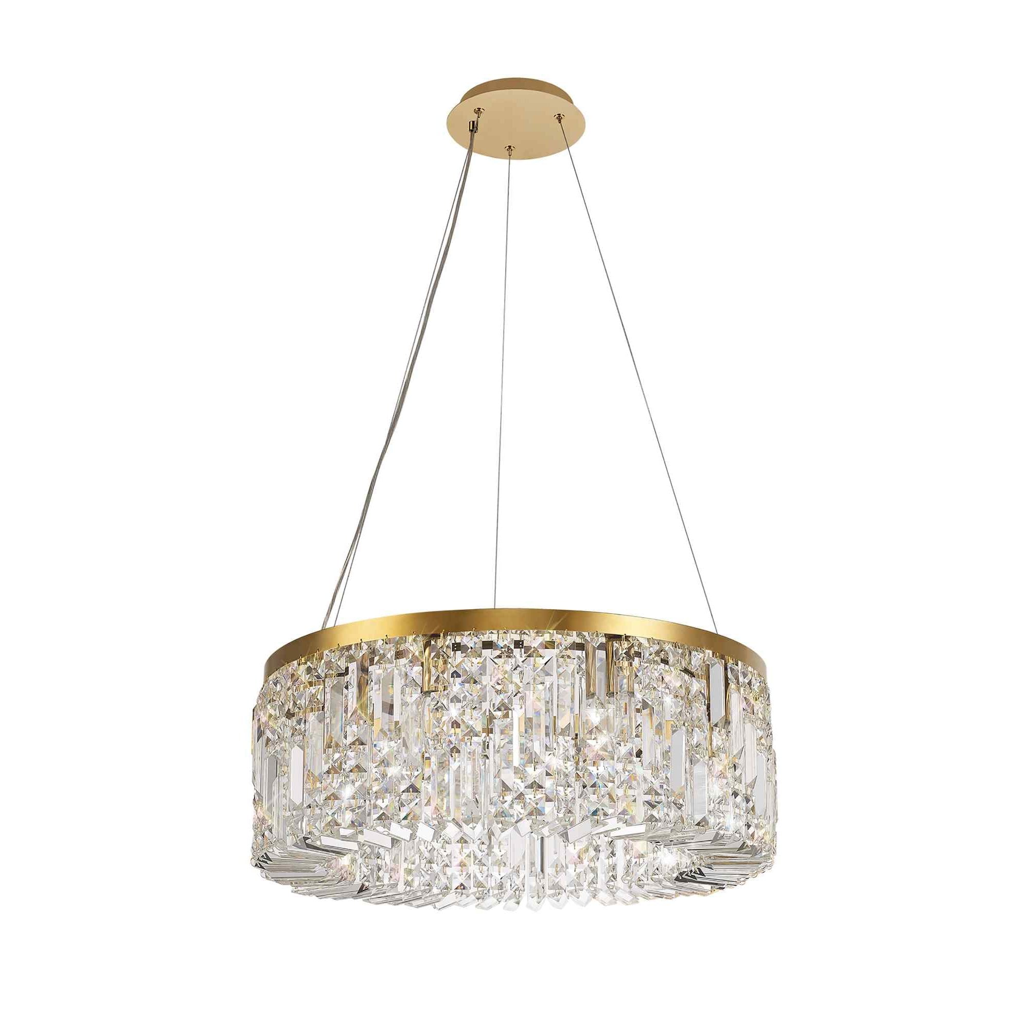 NL78169 Zian 60cm Round Pendant Chandelier 8 Light Gold/Crystal