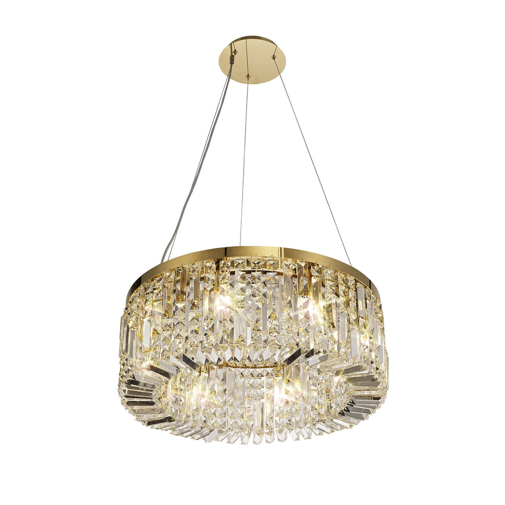NL78169 Zian 60cm Round Pendant Chandelier 8 Light Gold/Crystal