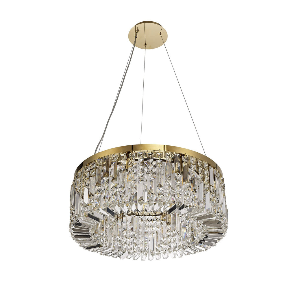 NL78169 Zian 60cm Round Pendant Chandelier 8 Light Gold/Crystal