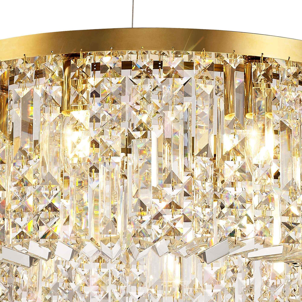 NL78169 Zian 60cm Round Pendant Chandelier 8 Light Gold/Crystal