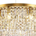 NL78169 Zian 60cm Round Pendant Chandelier 8 Light Gold/Crystal