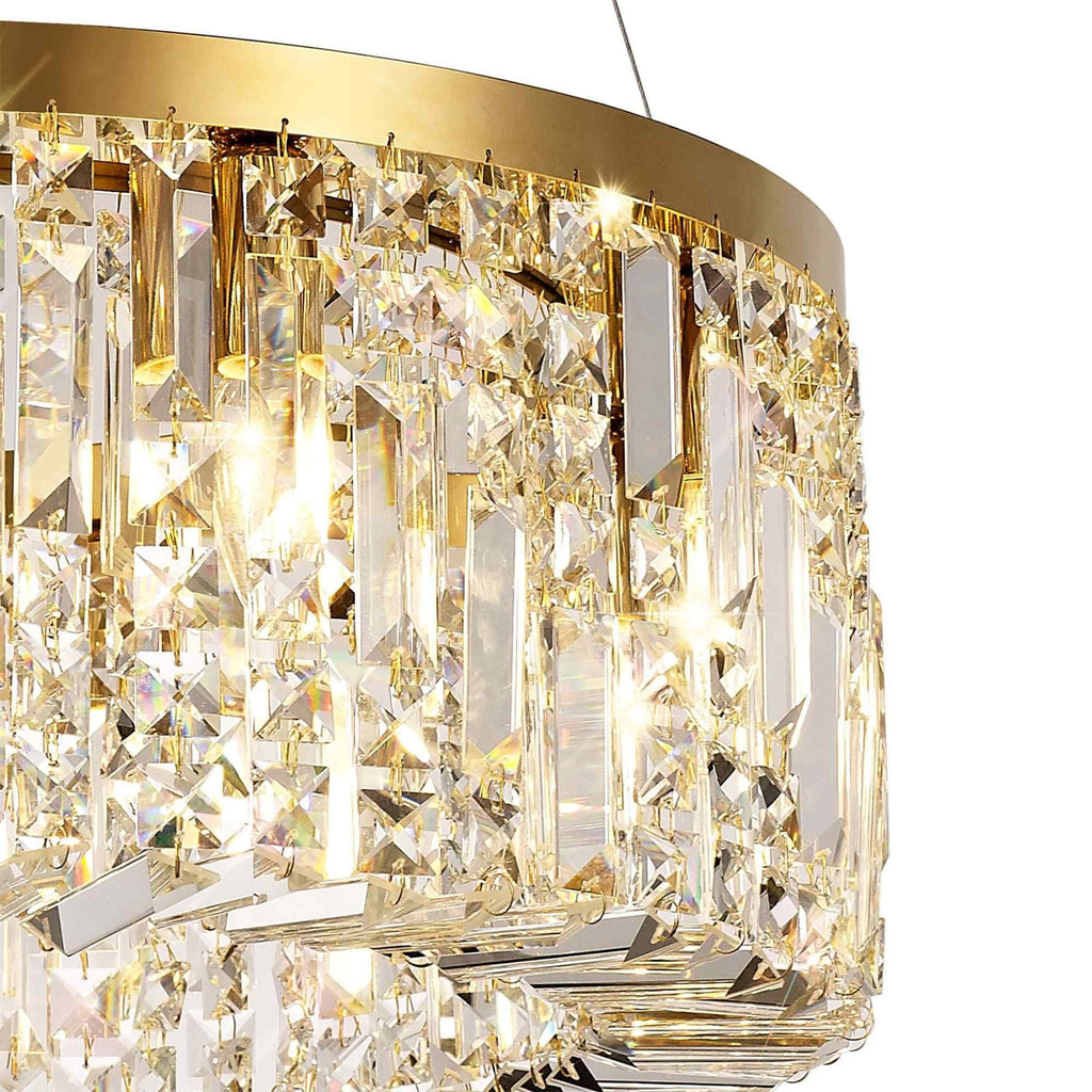NL78169 Zian 60cm Round Pendant Chandelier 8 Light Gold/Crystal