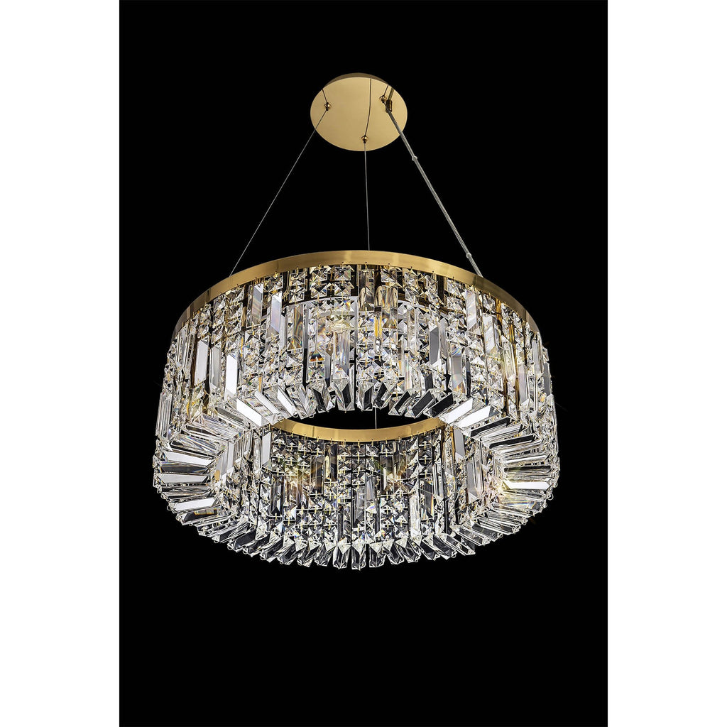 NL78169 Zian 60cm Round Pendant Chandelier 8 Light Gold/Crystal