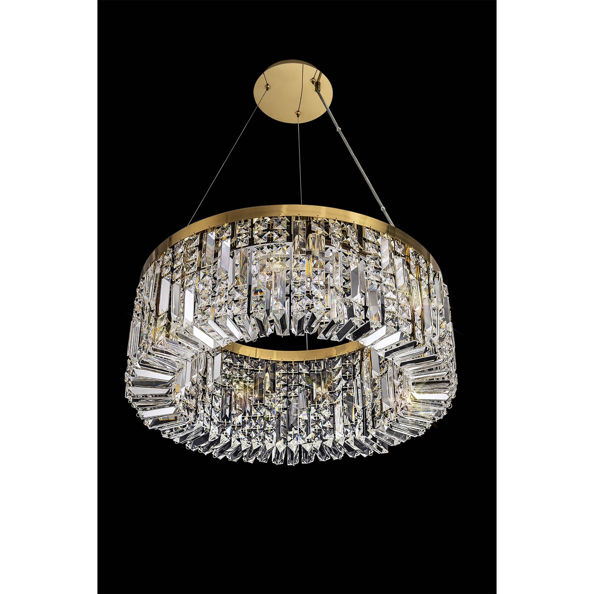 NL78169 Zian 60cm Round Pendant Chandelier 8 Light Gold/Crystal