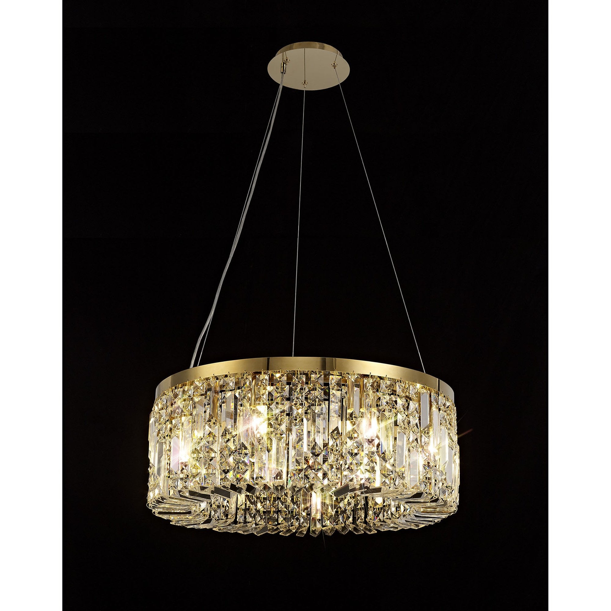 NL78169 Zian 60cm Round Pendant Chandelier 8 Light Gold/Crystal