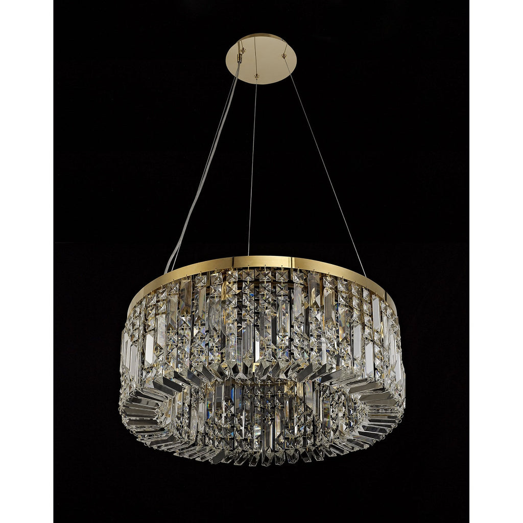 NL78169 Zian 60cm Round Pendant Chandelier 8 Light Gold/Crystal