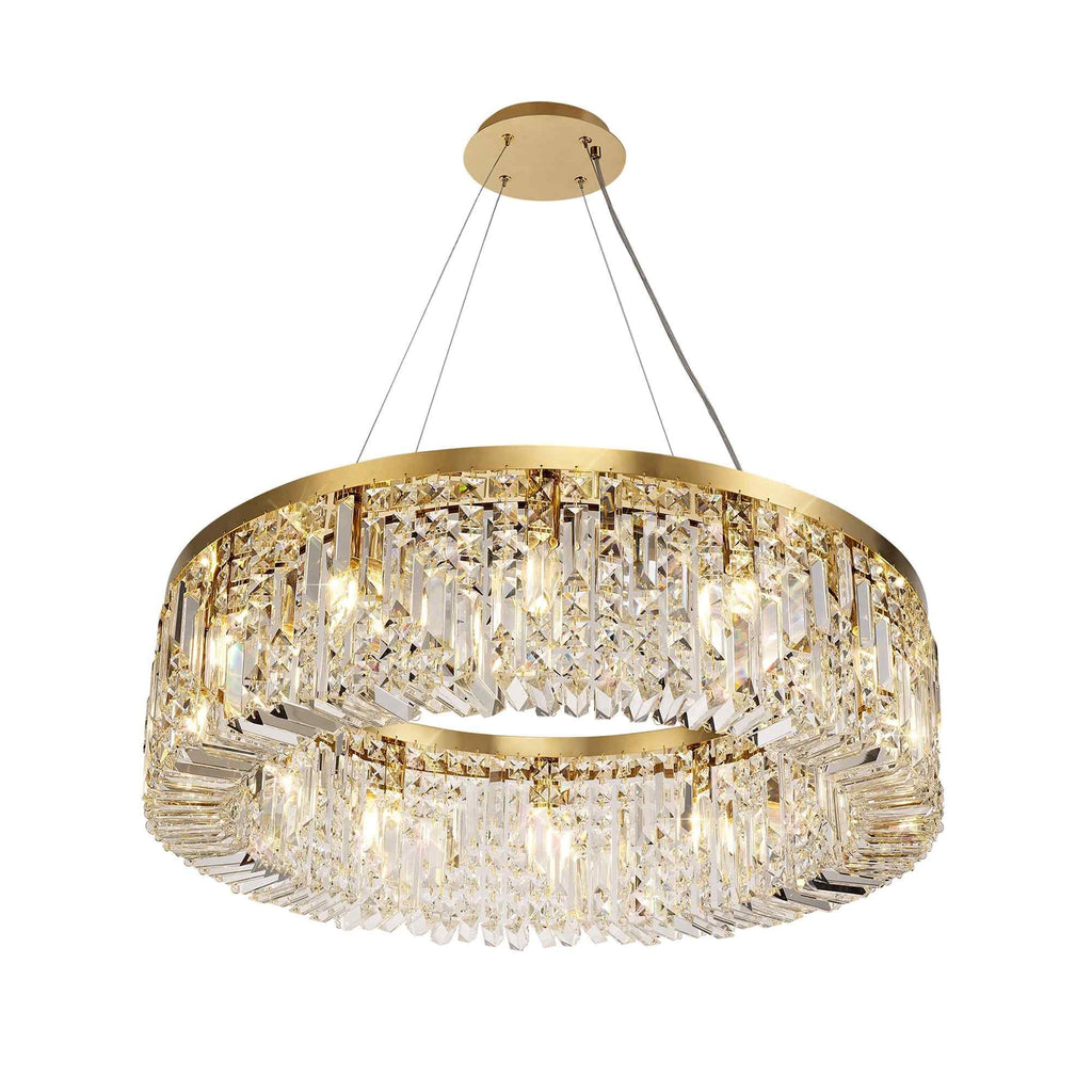 NL78179 Zian 80cm Round Pendant Chandelier 12 Light Gold/Crystal