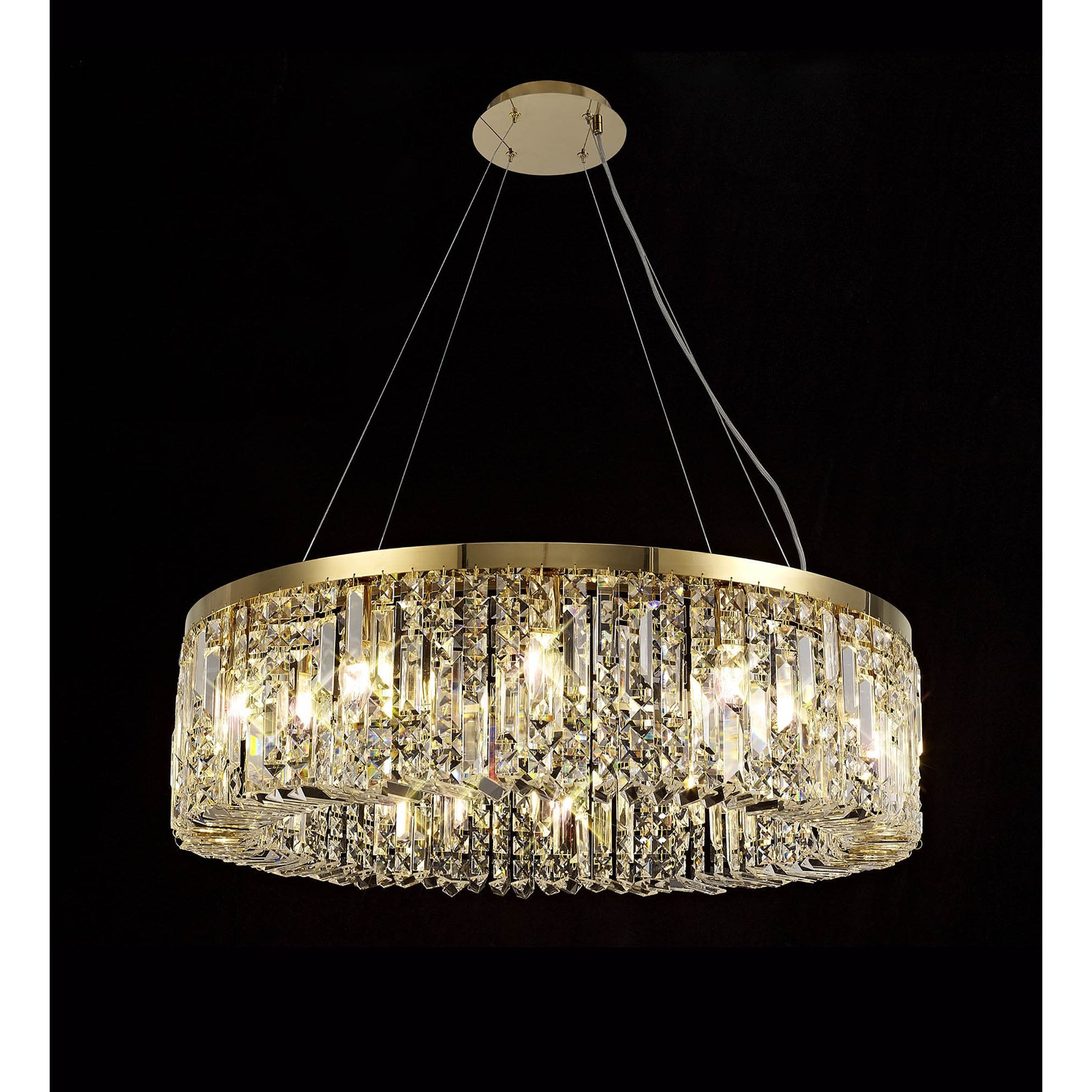 NL78179 Zian 80cm Round Pendant Chandelier 12 Light Gold/Crystal