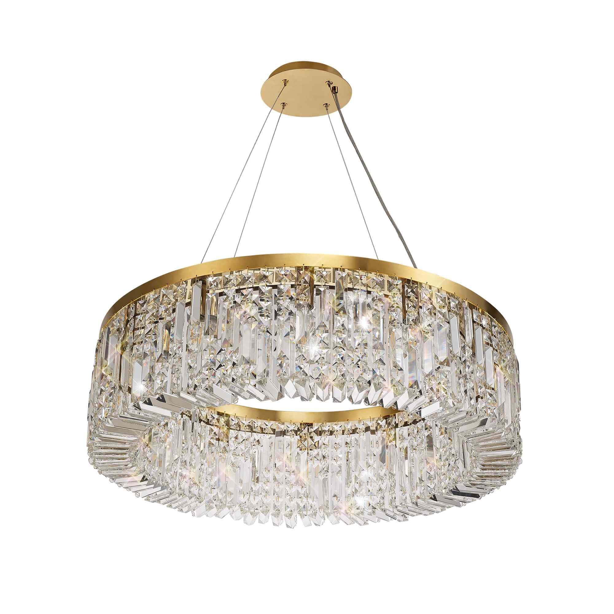 NL78179 Zian 80cm Round Pendant Chandelier 12 Light Gold/Crystal