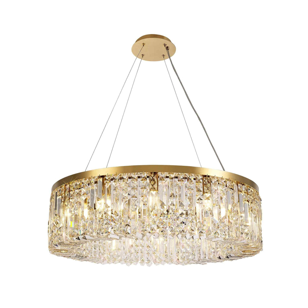 NL78179 Zian 80cm Round Pendant Chandelier 12 Light Gold/Crystal