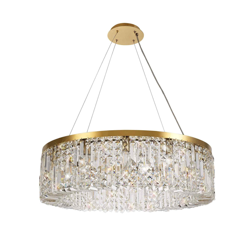 NL78179 Zian 80cm Round Pendant Chandelier 12 Light Gold/Crystal