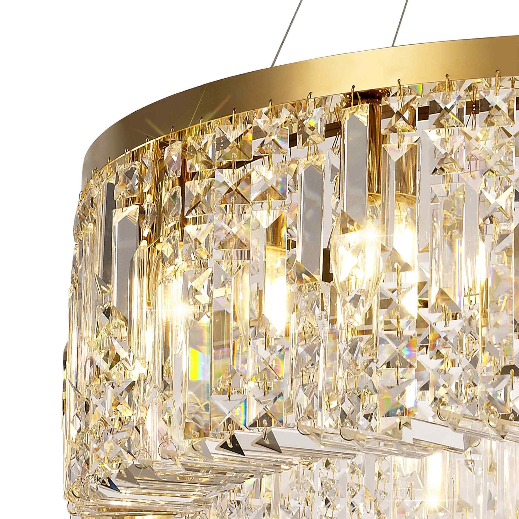 NL78179 Zian 80cm Round Pendant Chandelier 12 Light Gold/Crystal