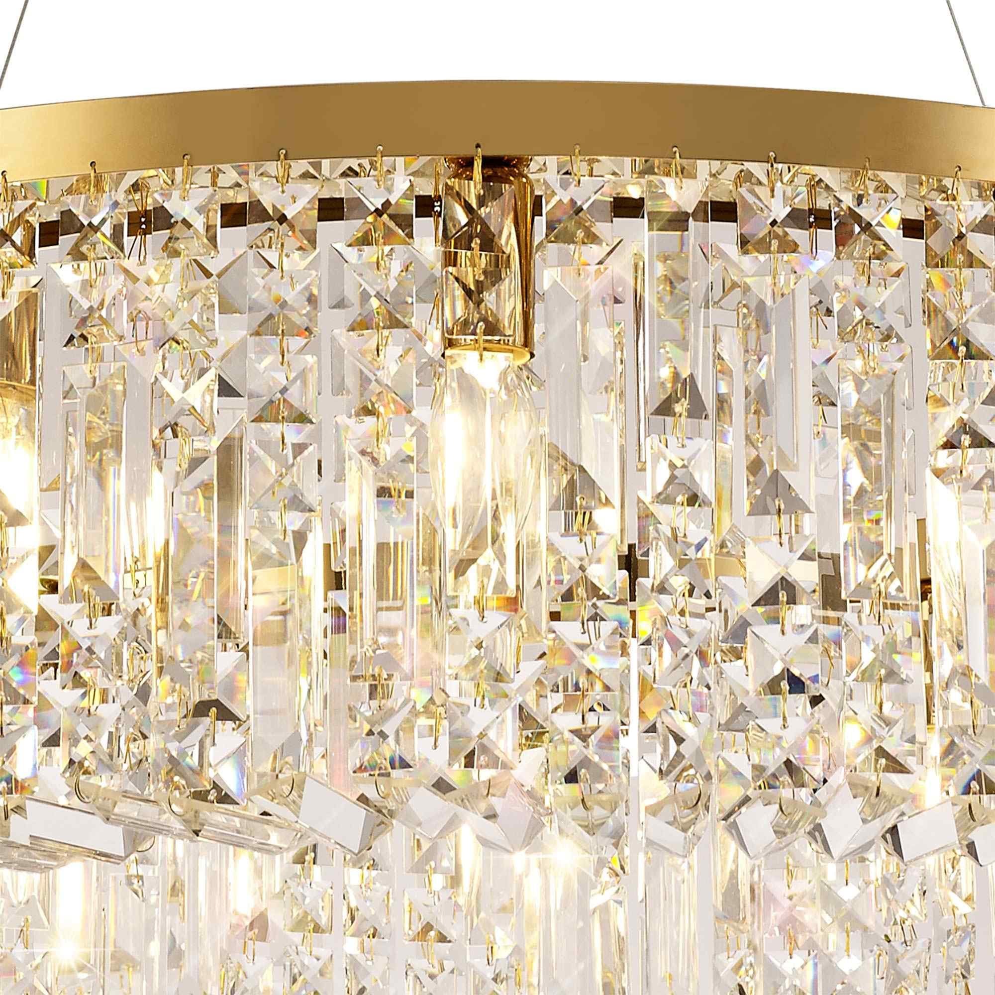 NL78179 Zian 80cm Round Pendant Chandelier 12 Light Gold/Crystal